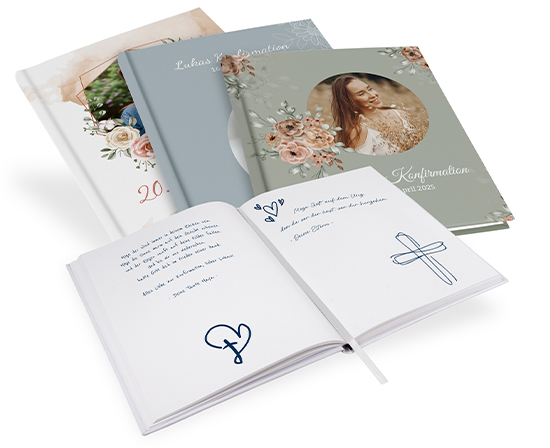 Welche Designs und Varianten gibt es bei Gästebüchern zur Konfirmation?